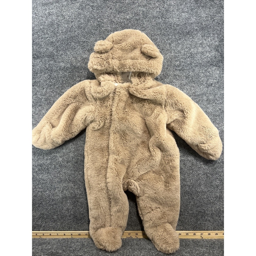 First Wish Baby Bear Faux Fur Bunting Snowsuit - Tan - Size 6-9 Months